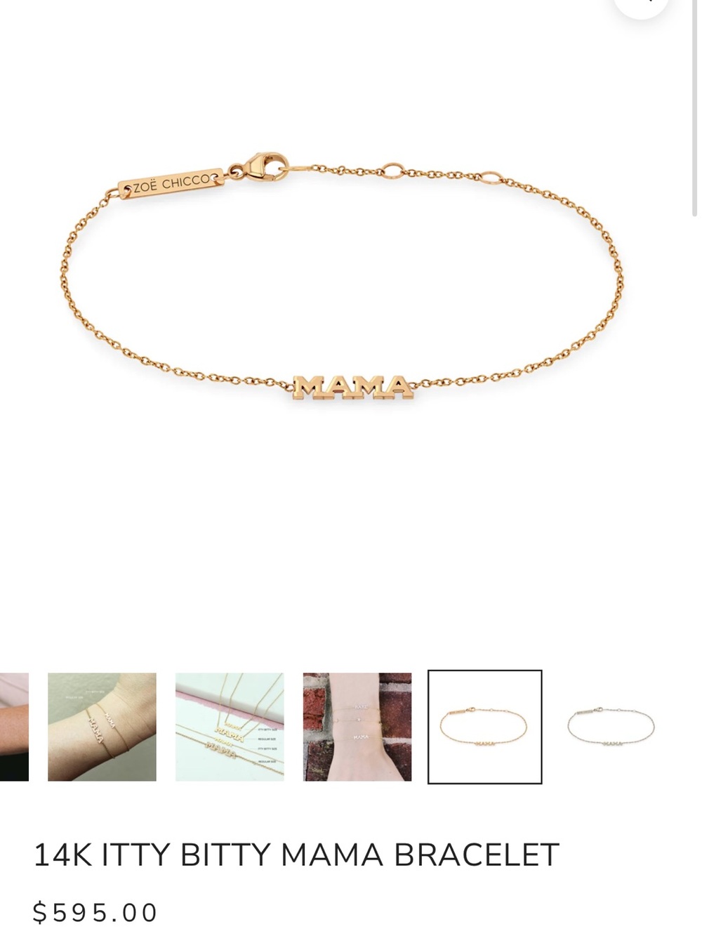 Zoe Chicco rose Gold 'MAMA' 14K Delicate Name Bracelet